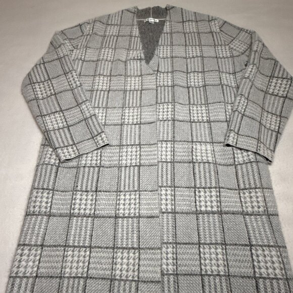 Passports Women's White & Gray Open Front Cardigan Sweater Size XL Cozy Soft - Picture 2 of 7